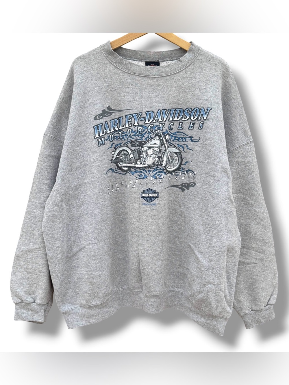 Vintage Y2K Harley Davidson Vallejo CA Gray Sweatshirt Size 3XL Boxy Biker